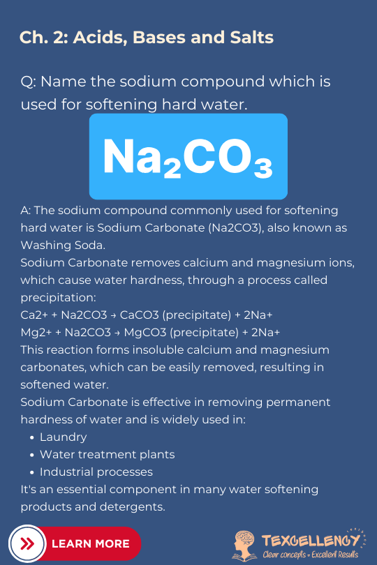 Name the sodium compound which is used for softening hard water.