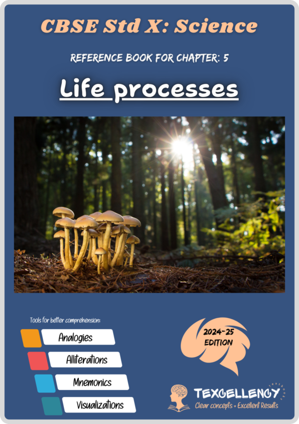 Is your daughter or son: Struggling to grasp the intricate life processes that sustain living organisms? Confused by nutrition types (autotrophic/heterotrophic) and digestive systems? Frustrated with understanding cellular respiration and breathing mechanisms? Struggling to comprehend transportation systems (blood circulation/plant transport)? Having trouble grasping excretion processes (waste removal/kidney function)? Is their current science textbook: Leaving them bewildered with complex concepts and terminology? Failing to provide clear illustrations of life processes and systems? Lacking practical examples of how living beings function? If yes, then be sure that lower grades of your children are not their fault. It does not mean that they are slow learners or less efficient in their studies, it simply means that the tools they have been given are not good enough. The textbooks they have been using are not friendly enough. Welcome to Texcellency books - books that are designed to make the learning process fun and riveting. This book about Life Processes makes the tough subject simple and engaging! Our expert authors have crafted a comprehensive guide to Life Processes using: Easy-to-understand explanations of nutrition, respiration, transportation, and excretion Engaging examples of characteristics of living beings (movement, molecular movements) Clear illustrations of digestive systems, oxygen transport, and diffusion Step-by-step explanations of blood circulation, heart function, and plant transport systems Interactive exercises and quizzes to reinforce learning. With this book, your child will: Confidently understand life's fundamental processes (nutrition, respiration, transportation, excretion) Master key concepts (energy/food sources, digestive systems, kidney function) Develop a deeper appreciation for the intricate systems sustaining life Explore practical applications in everyday life (health, wellness, ecology) Boost their scientific curiosity and critical thinking skills Get your copy of Life Processes today, and help your children discover a more enjoyable, effective way to learn science and understand life's wonders! Buy a copy of Life Processes and transform your child's science learning experience. Simplify these concepts with Texcellency books: Transform Your Child's Science Learning Experience with Clear and Interactive Explanations.